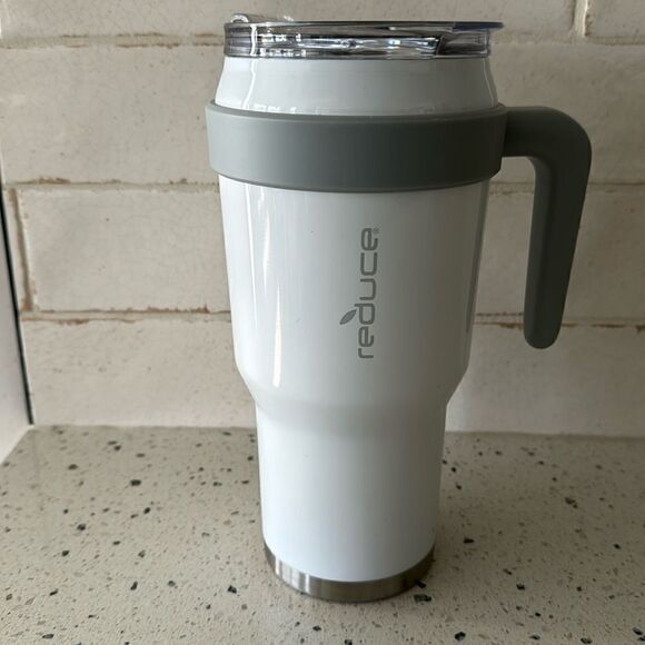 Reduce Cold-1 Mug, 40 Oz With Handle White/Gray Stainless Steel Vacuum Insulated - Picture 2 of 8